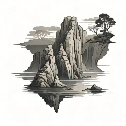 cliffs over water tattoo design idea