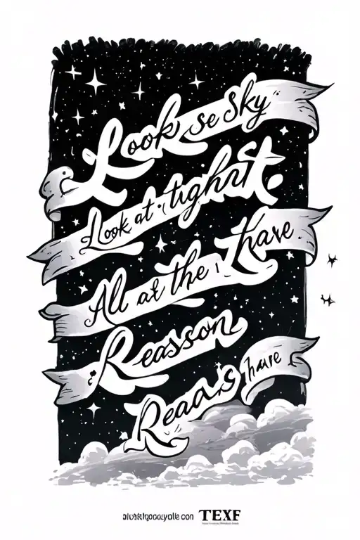 "Cursive " Look at the sky tonightAll of the stars have a reason tattoo design idea