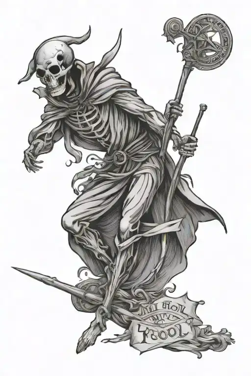 The fool tarot card representing death tattoo design idea