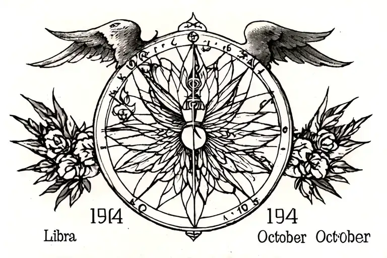 libra and birthdate 15 october 1954 tattoo design idea