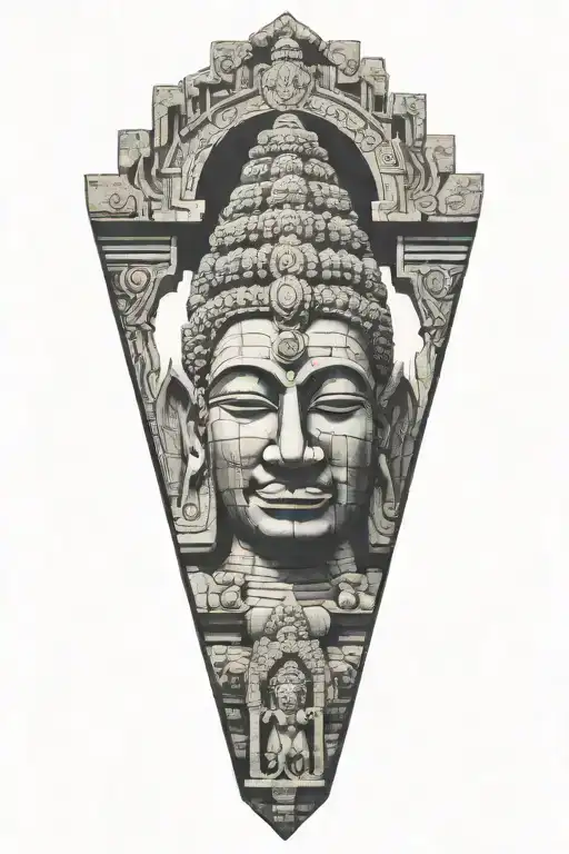 bayon temple in a frame tattoo design idea