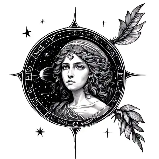 virgo sign, stars horoscope and the earth element all combined tattoo design idea