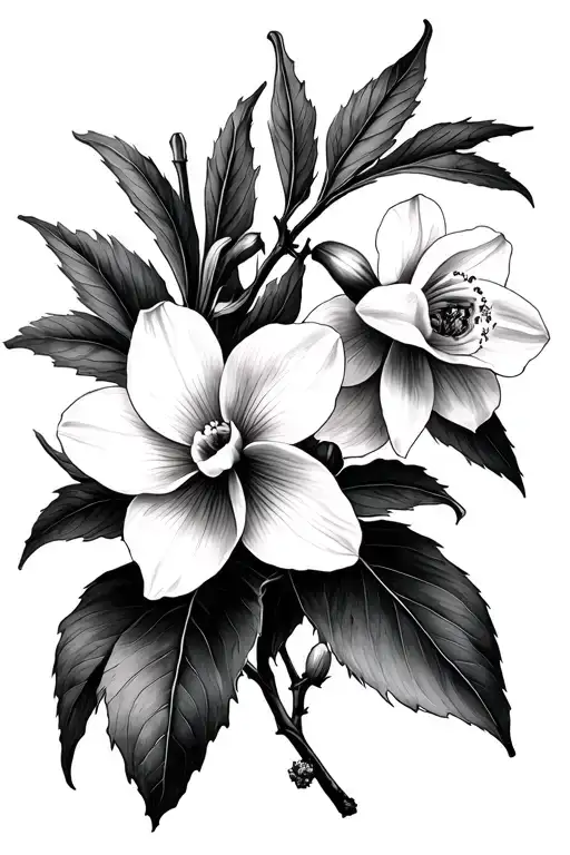 pomegranate and narcissus flower tattoo design idea