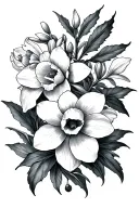 pomegranate and narcissus flower tattoo design idea