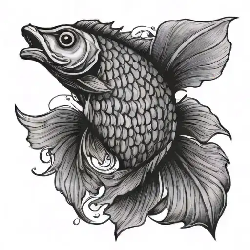 make a symbol of the christian fish with G>^v inside tattoo design idea