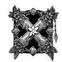 rosary and cross made tattoo design idea
