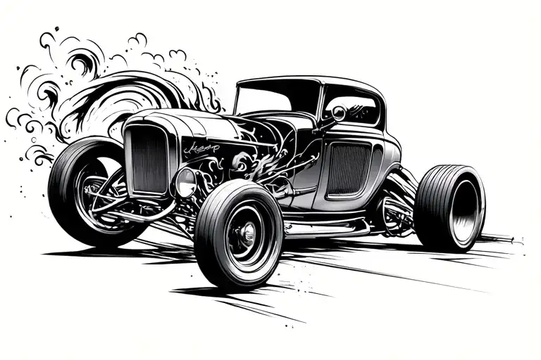 Derby car drifting tattoo design idea