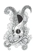 A tattoo design featuring a music note intertwined with a bandit mask, inspired by your love for music and fascination with outlaws tattoo design idea