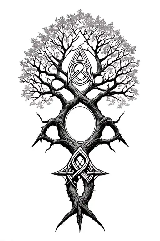 Yggdrasil world tree valknut symbol tattoo design idea