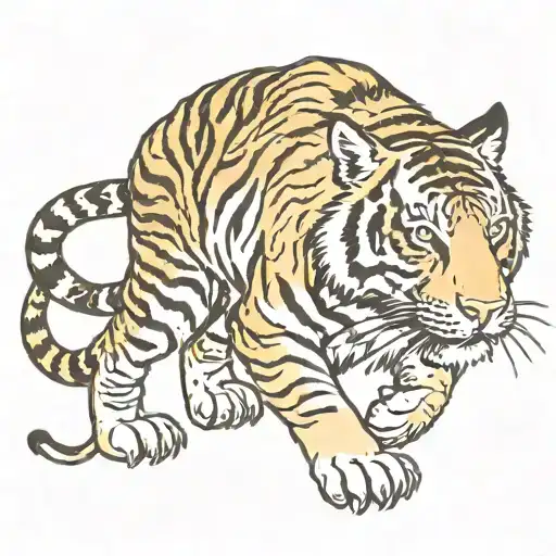 tiger walking tattoo design idea