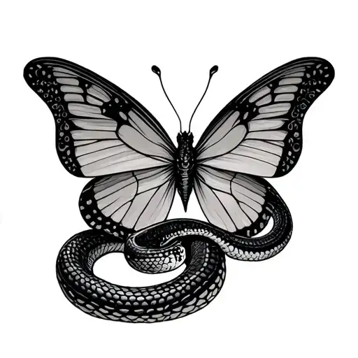 Snake Butterfly tattoo design idea
