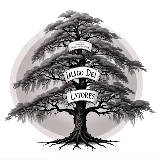 a willow tree with "Imago Dei Latores" on it tattoo design idea