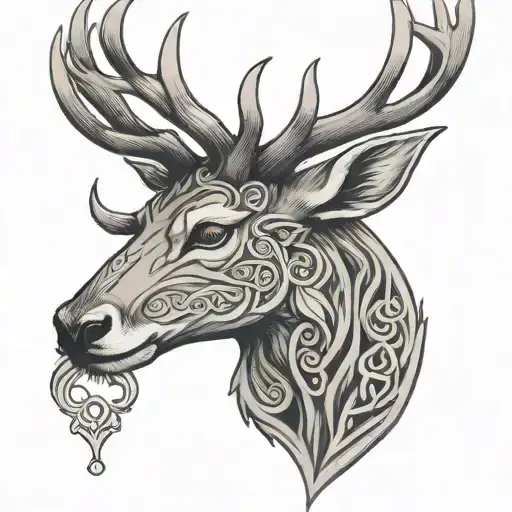 Stag celtic deer head tattoo design idea