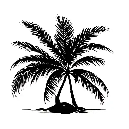 areca and coconut tree silhouette tattoo design idea