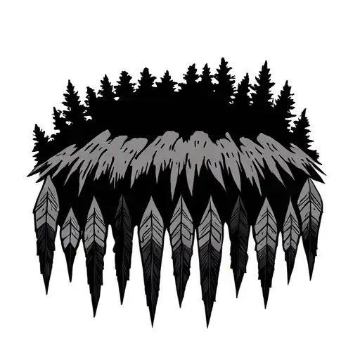 indian mound with arrowheads forming a border tattoo design idea