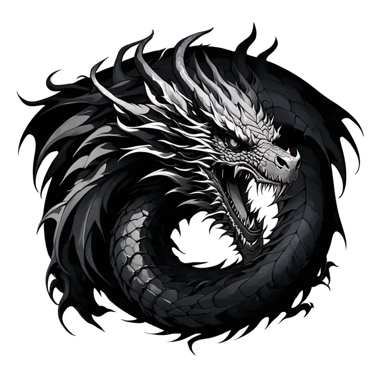 black dragon tiamat tattoo design idea