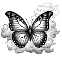 Butterfly with rainbow cloud tattoo design idea