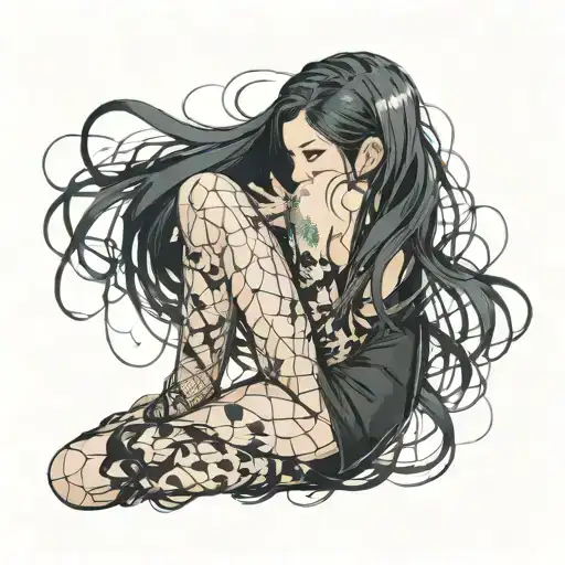 bend over,slim thick goth girl,emo, nude,sexy,lingerie,introverted,,long black hair, naked,fishnet,skirt,big butt,nails tattoo design idea