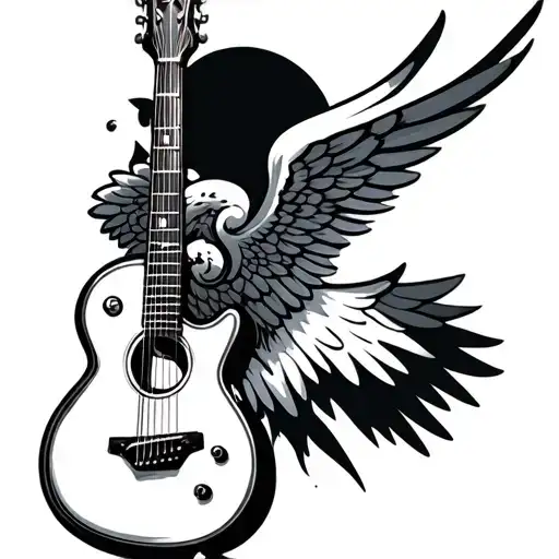 small guitar with wings memorial tattoo tattoo design idea
