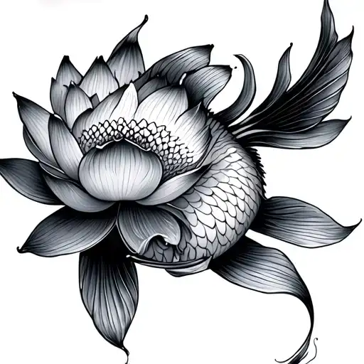 Lotus Koi Fish tattoo design idea