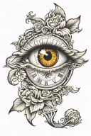 clock with a woman's eye inside tattoo design idea