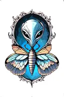 alien moth open wings tattoo design idea