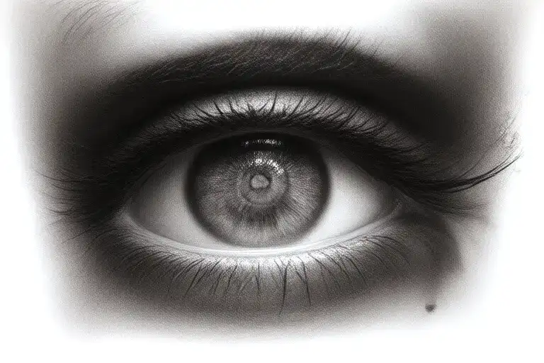 all seeing eye with laugh now cry later on sides tattoo design idea