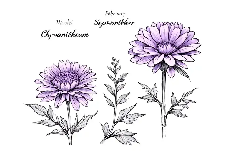 •	November: Chrysanthemum	•	September: Aster	•	February: Violet tattoo design idea