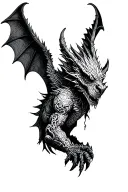 gothic architecture patterns into a gargoyle with stippling  tattoo design idea