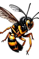 angry hornet flying tattoo design idea