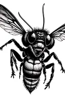 angry hornet flying tattoo design idea