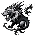 equals, lion dragon tattoo design idea