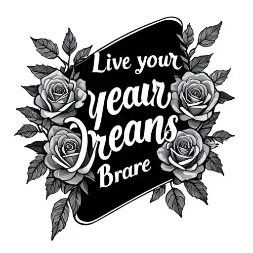 phrase live your dreams before brans with roses near the wrist and silver near the elbow tattoo design idea