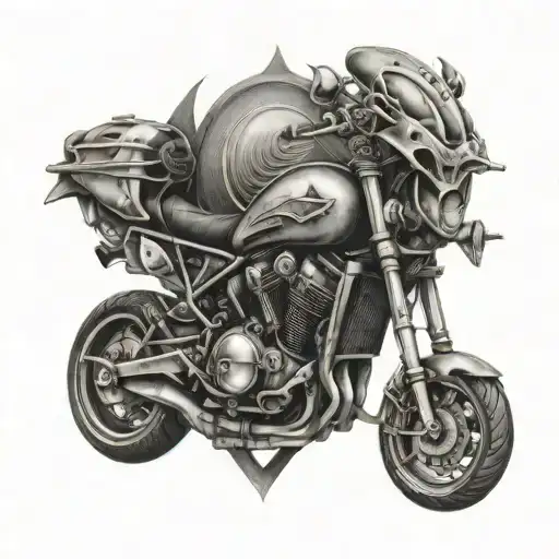 triton motorbike for dad heart tattoo design idea