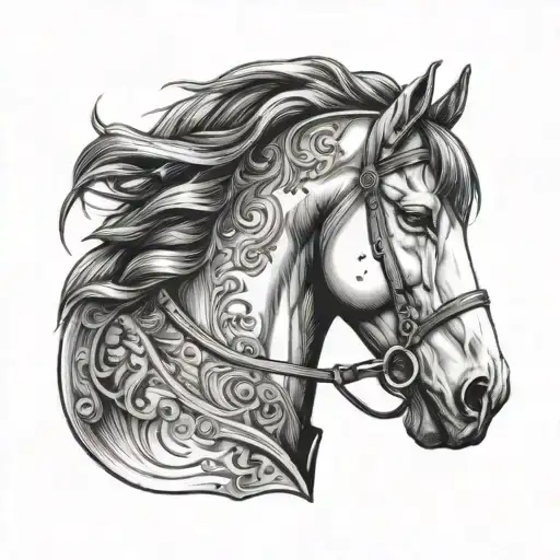 draft horse shoe tattoo design idea