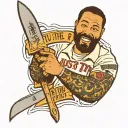 ghostface holding a knife with the words "just the tip I promise" bordering it tattoo design idea