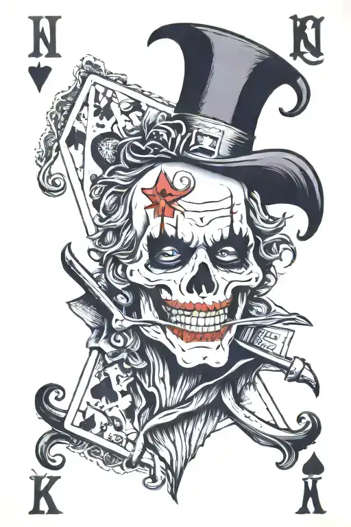death joker playing card tattoo design idea