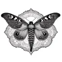 mandala above moth tattoo design idea