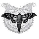 mandala above moth tattoo design idea