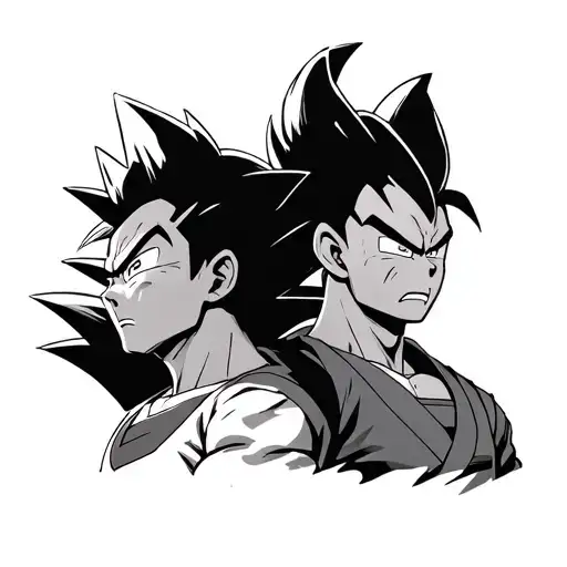 goku and puffy stuffing their faces while Siri and vegeta stare on angrily  tattoo design idea