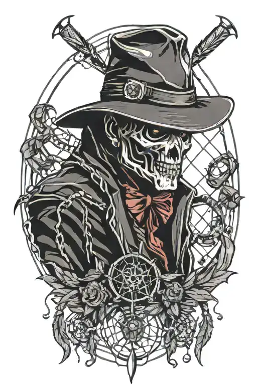 Freddy Krueger  dream catcher hooded reaper tattoo design idea