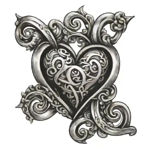 Infinity heart initials tattoo design idea
