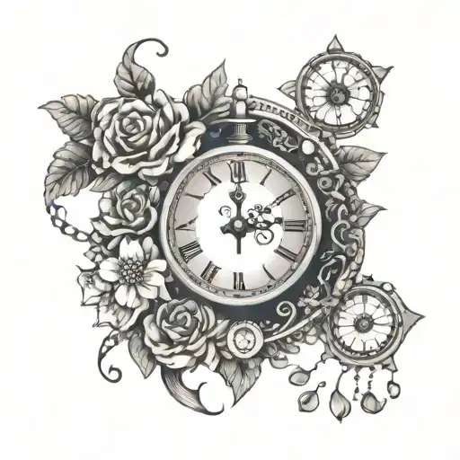 Clock scales question flowers mom geometry love stress tattoo design idea