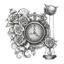 Clock scales question flowers mom geometry love stress tattoo design idea