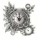 Clock scales question flowers mom geometry love stress tattoo design idea