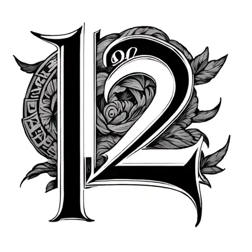 Roman Numeral 12 tattoo design idea