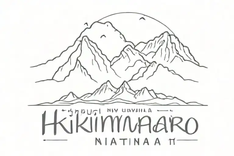 Mount Kilimanjaro with Hakuna Matata written below tattoo design idea