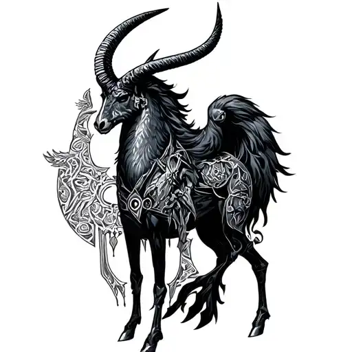 arcangel uriel with capricorn zodiac sign tattoo design idea