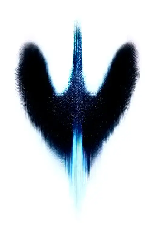 angel wings behind a sword, roses tattoo design idea