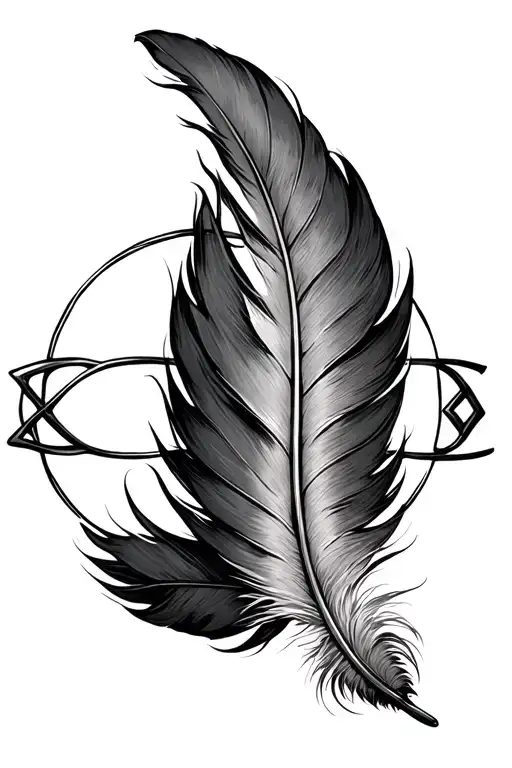 Libra star sign around infinity feather feather feather tattoo design idea